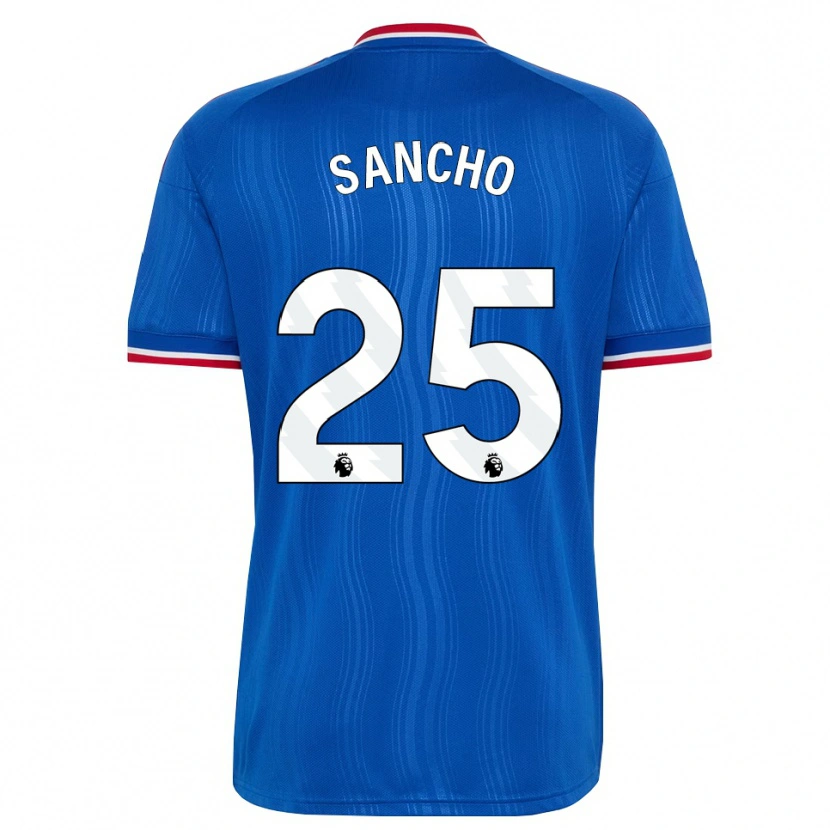 Danxen Mulher Camisola Jadon Sancho #25 Azul Branco Vermelho Alternativa 2026/27 Camisa