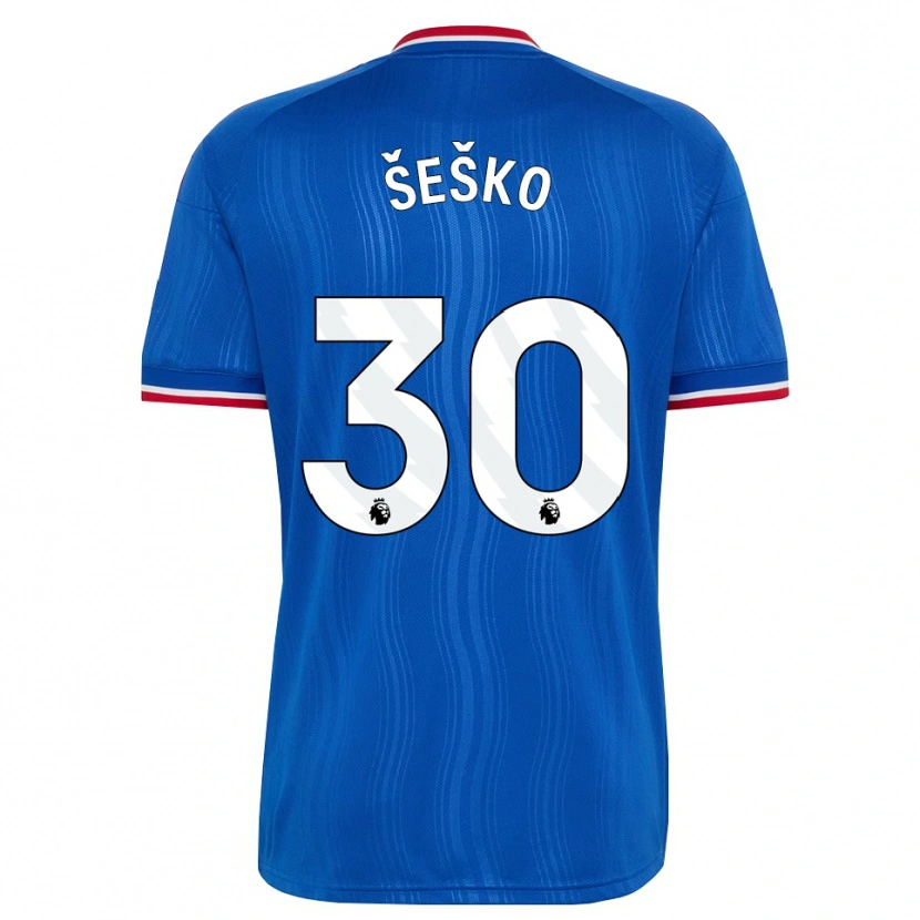 Danxen Mulher Camisola Benjamin Sesko #30 Azul Branco Vermelho Alternativa 2026/27 Camisa