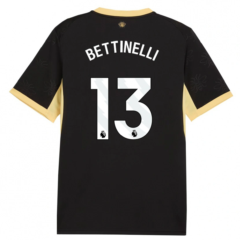 Danxen Mulher Camisola Marcus Bettinelli #13 Preto Amarelo Alternativa 2026/27 Camisa