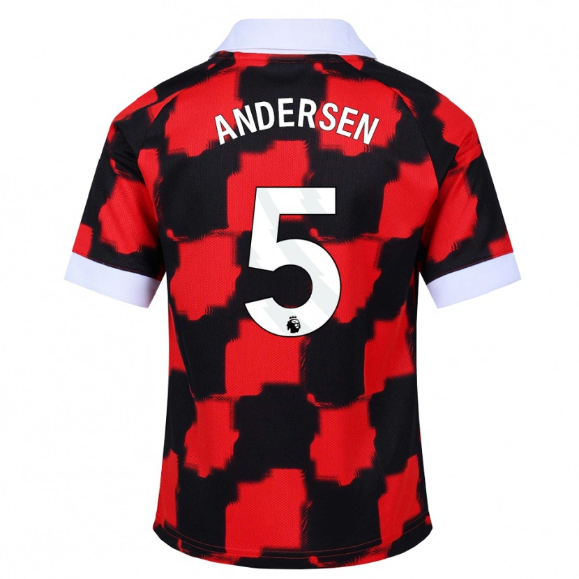 Danxen Mulher Camisola Joachim Andersen #5 Vermelho Branco Preto Alternativa 2026/27 Camisa