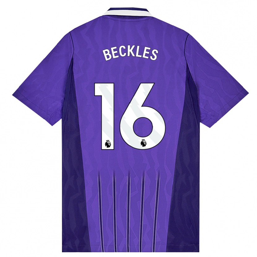 Danxen Mulher Camisola Zion Beckles #16 Roxo Branco Terceiro 2026/27 Camisa