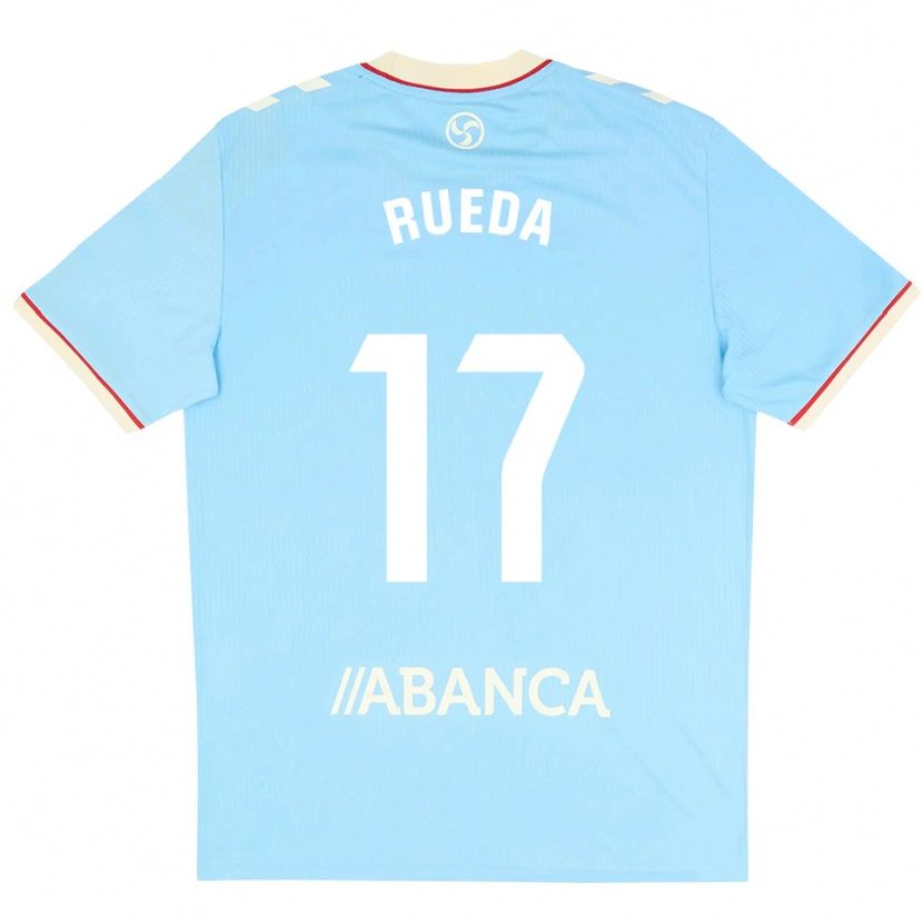Danxen Criança Camisola Javi Rueda #17 Azul Céu Branco Vermelho Principal 2026/27 Camisa
