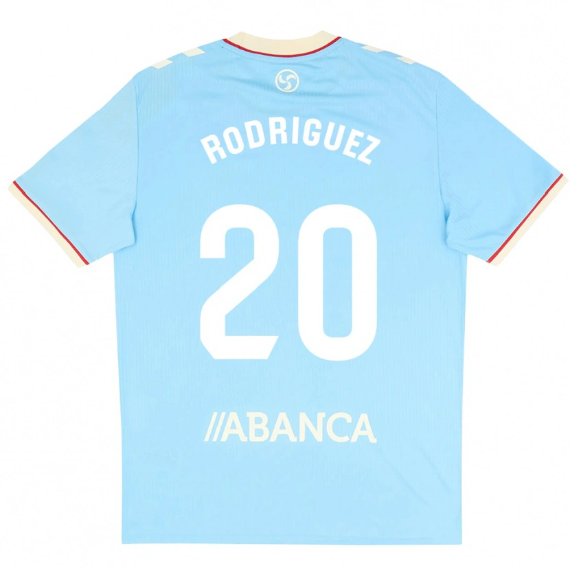 Danxen Criança Camisola Javi Rodríguez #20 Azul Céu Branco Vermelho Principal 2026/27 Camisa