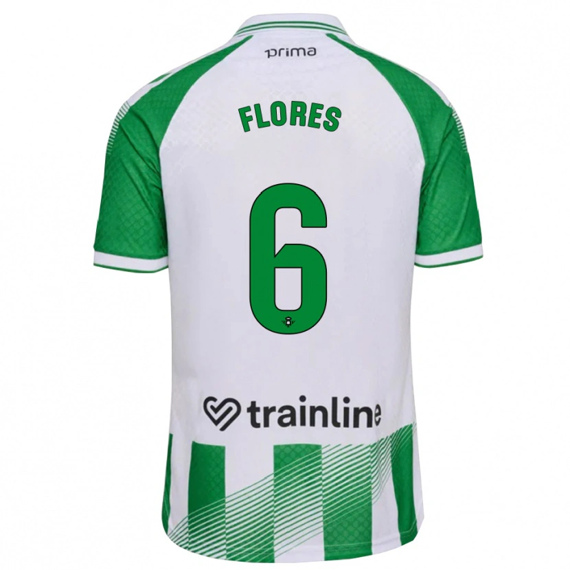 Danxen Criança Camisola Mateo Flores #6 Verde Claro Preto Branco Principal 2026/27 Camisa