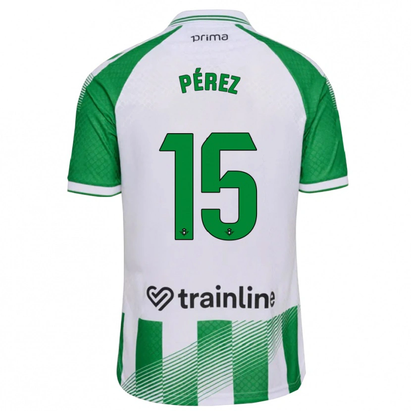 Danxen Criança Camisola Álex Pérez #15 Verde Claro Preto Branco Principal 2026/27 Camisa