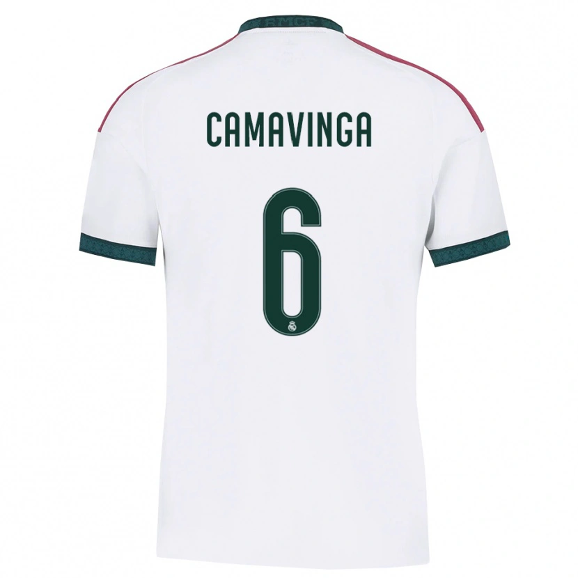 Danxen Criança Camisola Eduardo Camavinga #6 Verde Escuro Branco Vermelho Principal 2026/27 Camisa