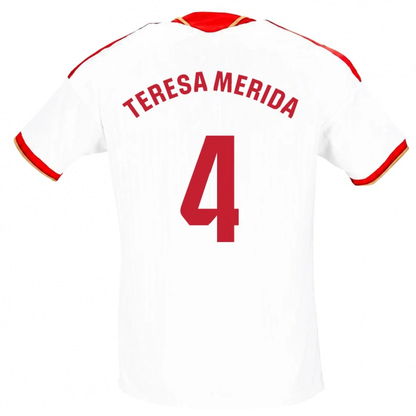 Danxen Criança Camisola Teresa Merida #4 Branco Vermelho Principal 2026/27 Camisa