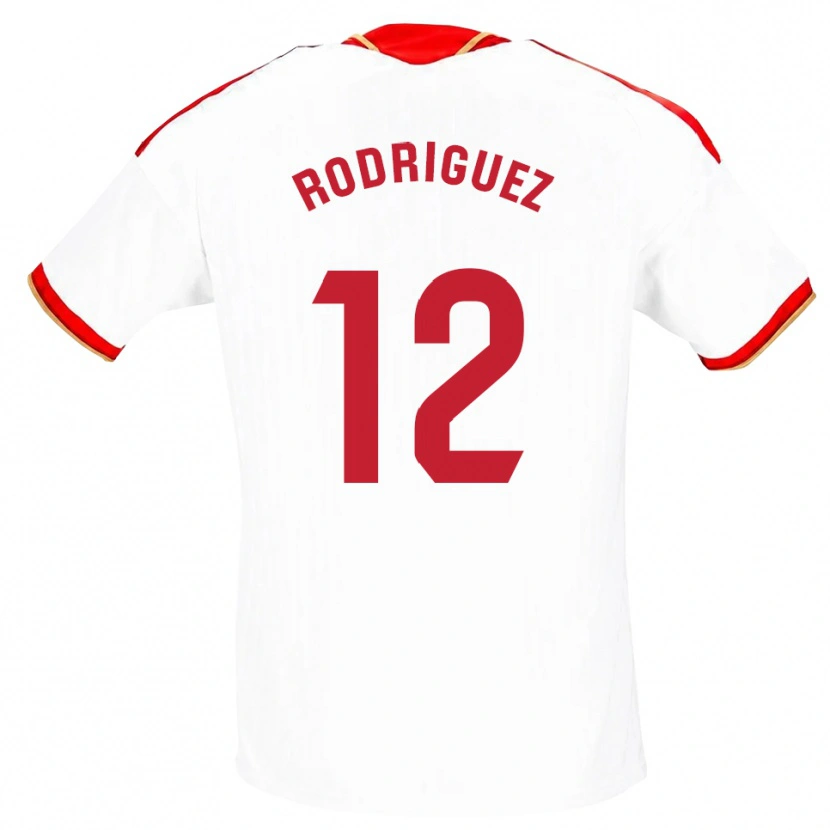 Danxen Criança Camisola Lucía María Rodríguez Herrero #12 Branco Vermelho Principal 2026/27 Camisa
