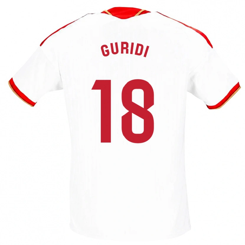 Danxen Criança Camisola Jon Guridi #18 Branco Vermelho Principal 2026/27 Camisa