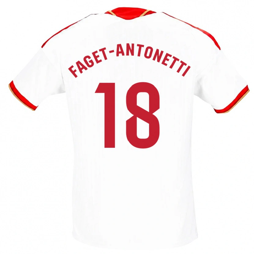 Danxen Criança Camisola Roméo Faget-Antonetti #18 Branco Vermelho Principal 2026/27 Camisa