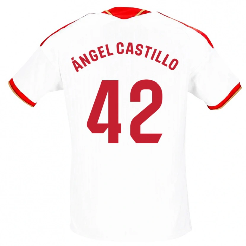 Danxen Criança Camisola Manuel Ángel Castillo #42 Branco Vermelho Principal 2026/27 Camisa