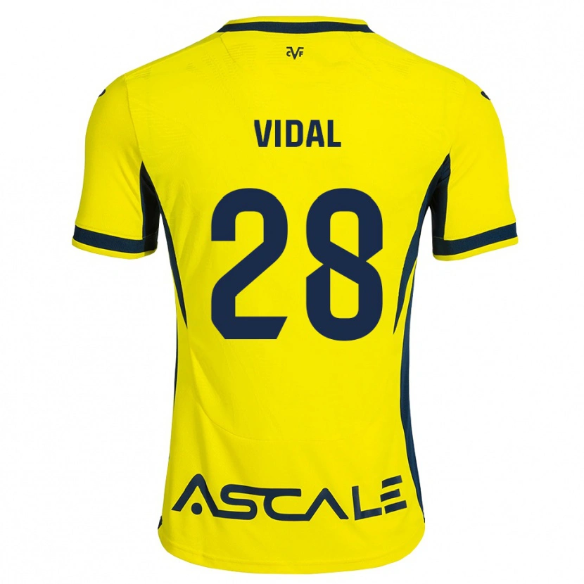 Danxen Criança Camisola Aran Vidal #28 Amarelo Preto Vermelho Principal 2026/27 Camisa
