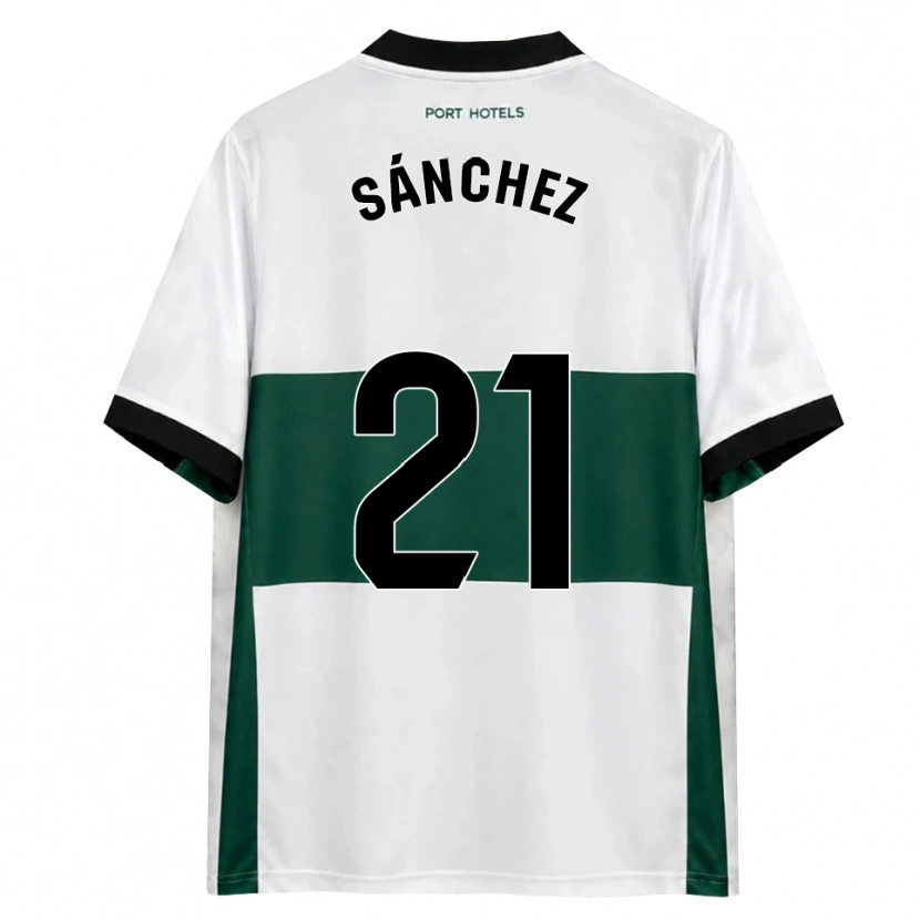 Danxen Criança Camisola Álex Sánchez #21 Verde Branco Vermelho Principal 2026/27 Camisa