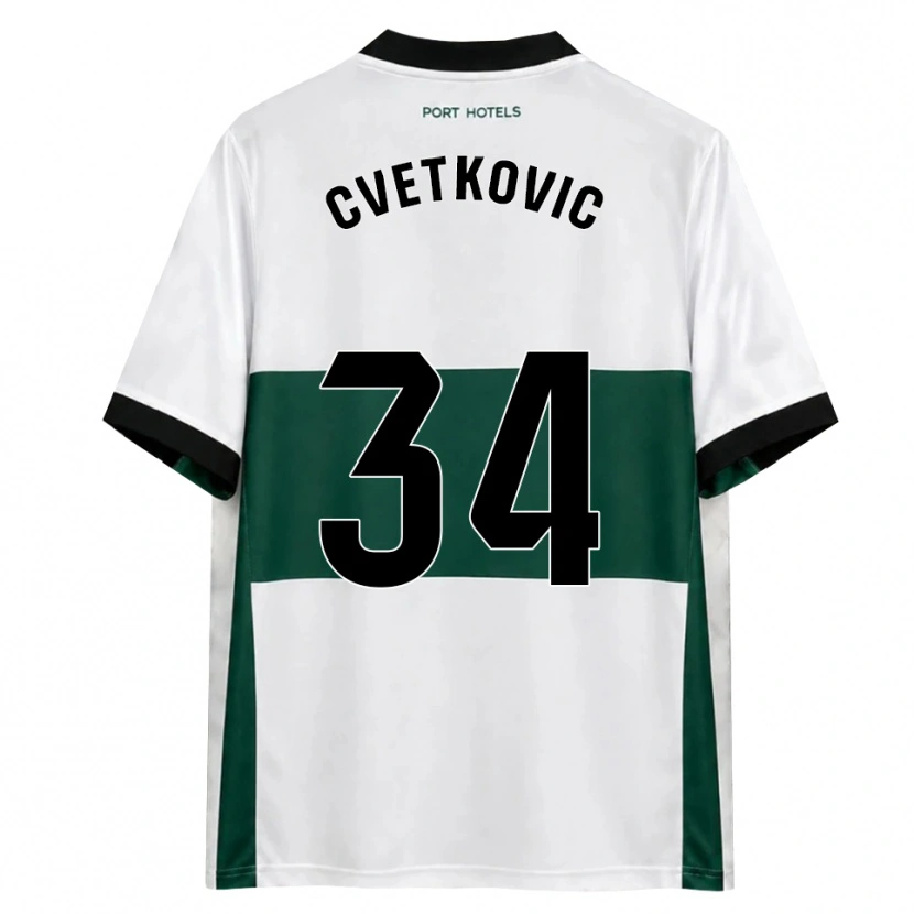 Danxen Criança Camisola Novak Cvetkovic #34 Verde Branco Vermelho Principal 2026/27 Camisa