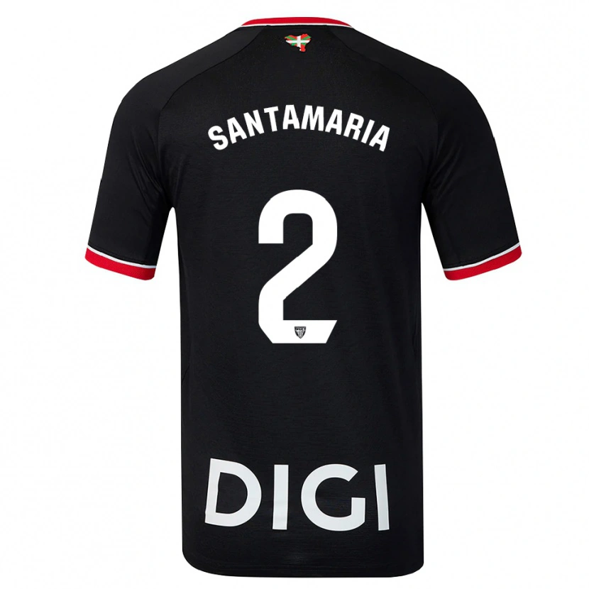 Danxen Criança Camisola Unai Santamaría #2 Preto Branco Vermelho Alternativa 2026/27 Camisa