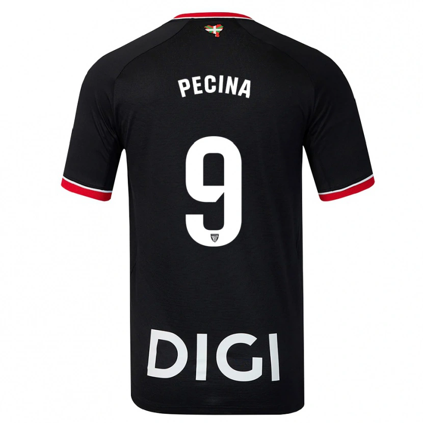 Danxen Criança Camisola Ander Peciña #9 Preto Branco Vermelho Alternativa 2026/27 Camisa