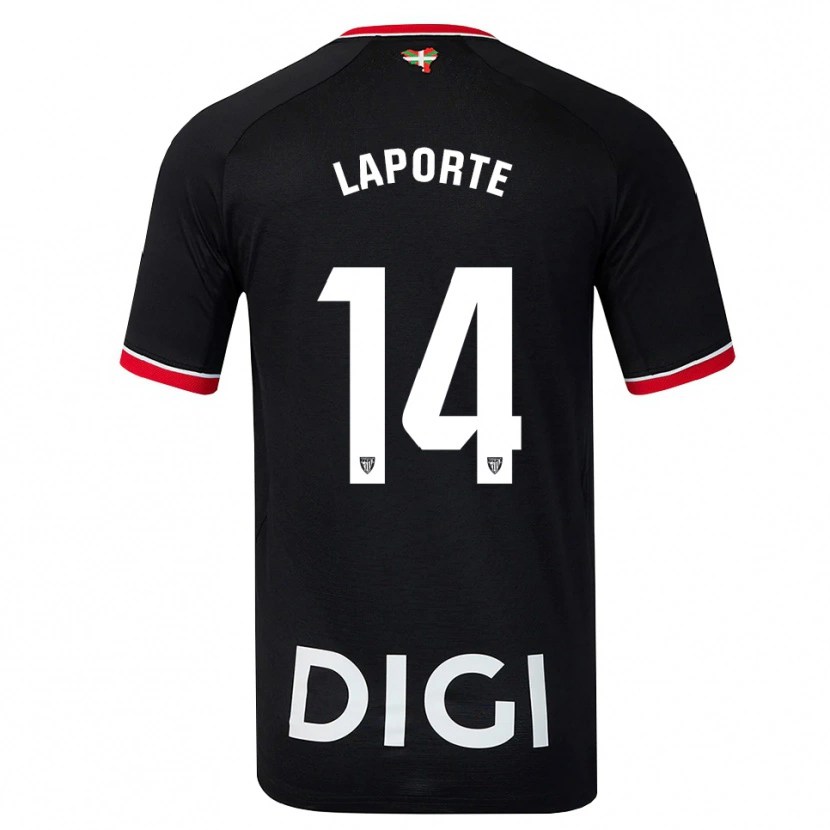 Danxen Criança Camisola Aymeric Laporte #14 Preto Branco Vermelho Alternativa 2026/27 Camisa
