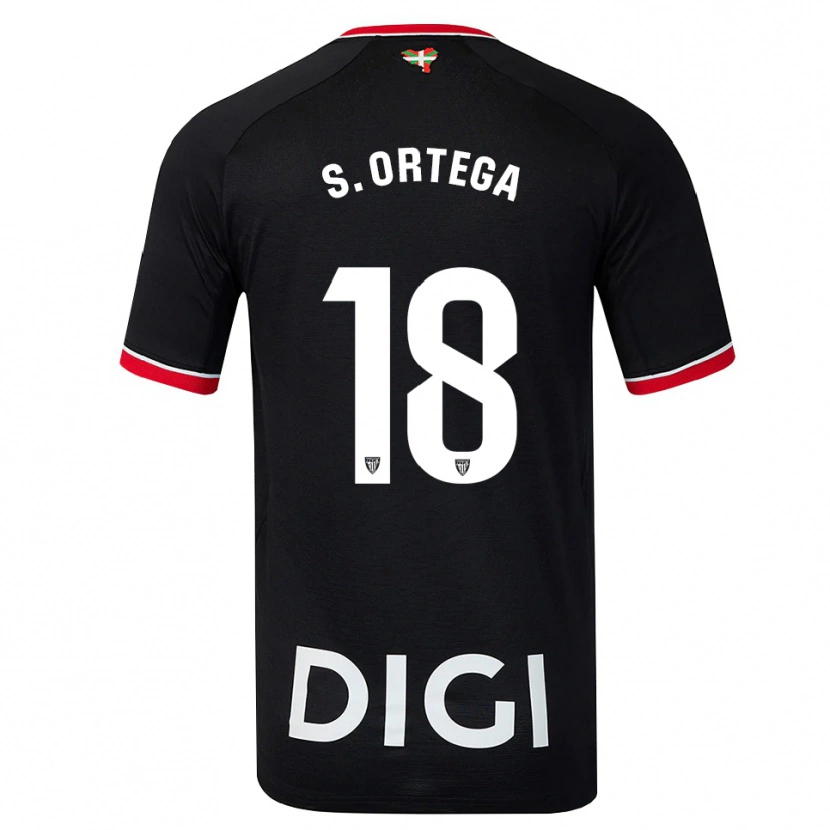 Danxen Criança Camisola Sara Ortega Ruiz #18 Preto Branco Vermelho Alternativa 2026/27 Camisa