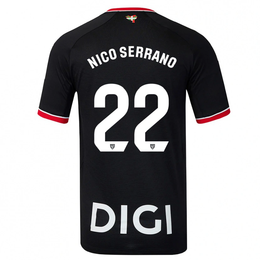 Danxen Criança Camisola Nico Serrano #22 Preto Branco Vermelho Alternativa 2026/27 Camisa