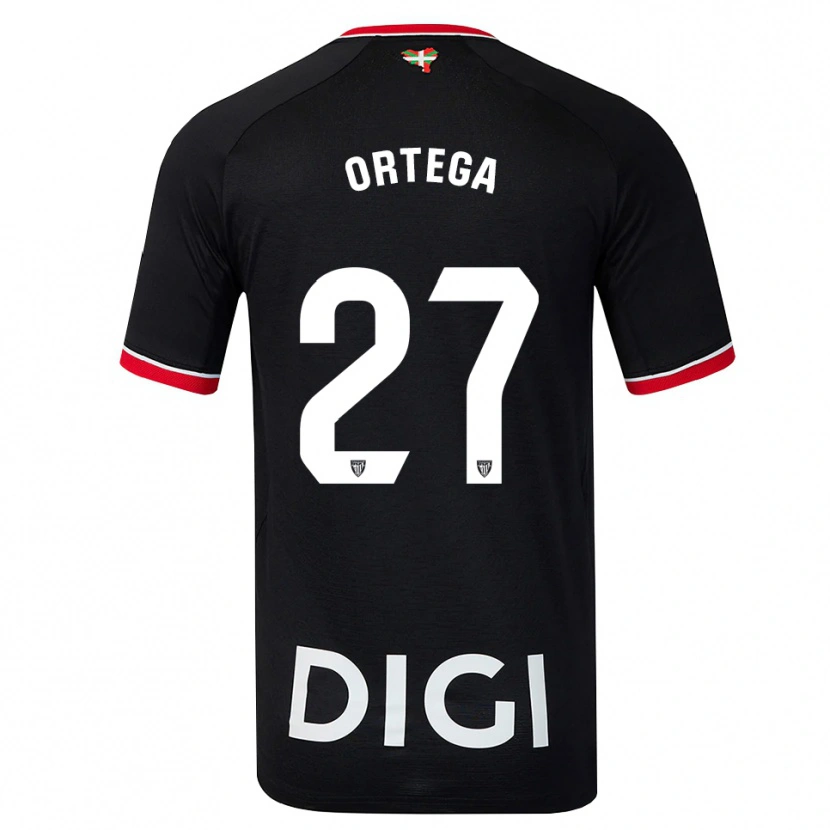 Danxen Criança Camisola Sara Ortega #27 Preto Branco Vermelho Alternativa 2026/27 Camisa