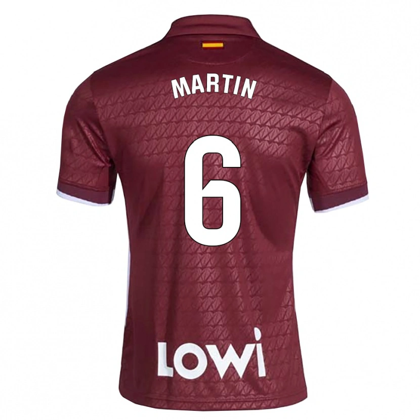 Danxen Criança Camisola Mario Martín #6 Vermelho Escuro Branco Alternativa 2026/27 Camisa