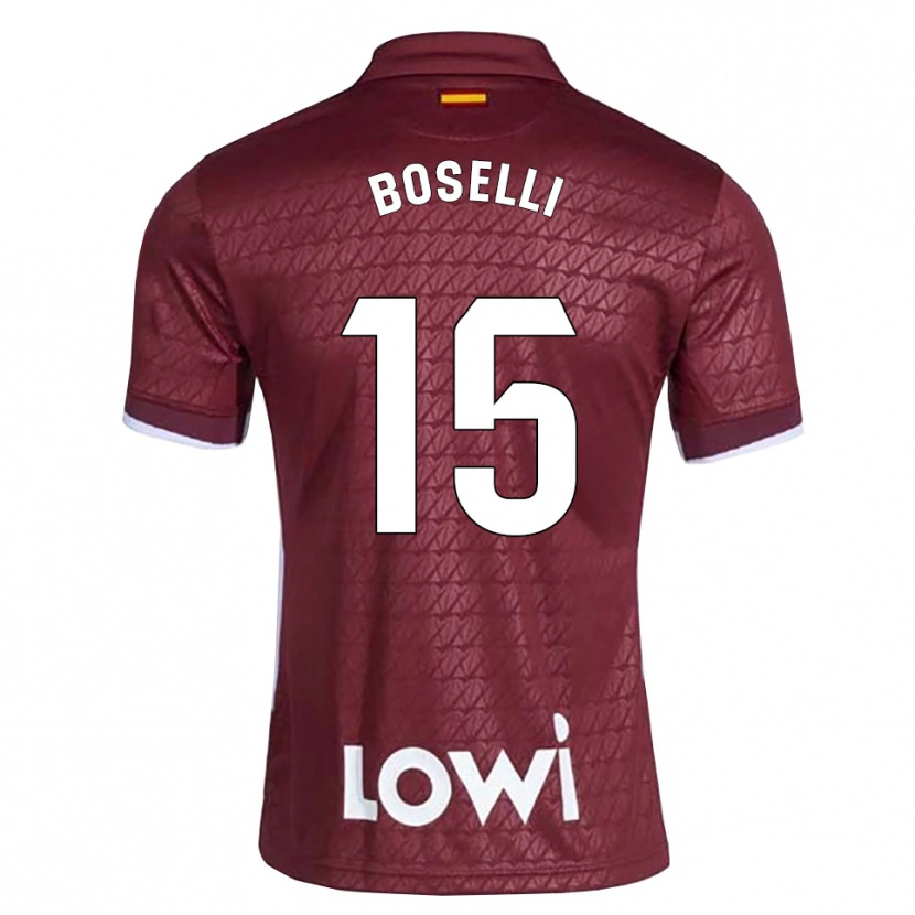 Danxen Criança Camisola Sebastián Boselli #15 Vermelho Escuro Branco Alternativa 2026/27 Camisa