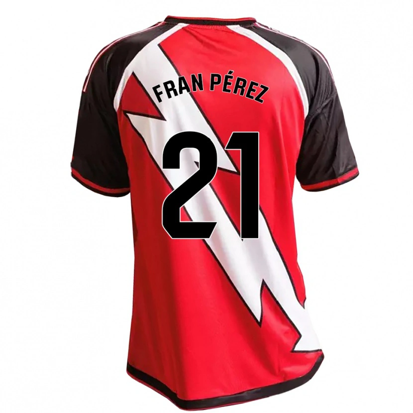 Danxen Criança Camisola Fran Pérez #21 Vermelho Preto Branco Alternativa 2026/27 Camisa