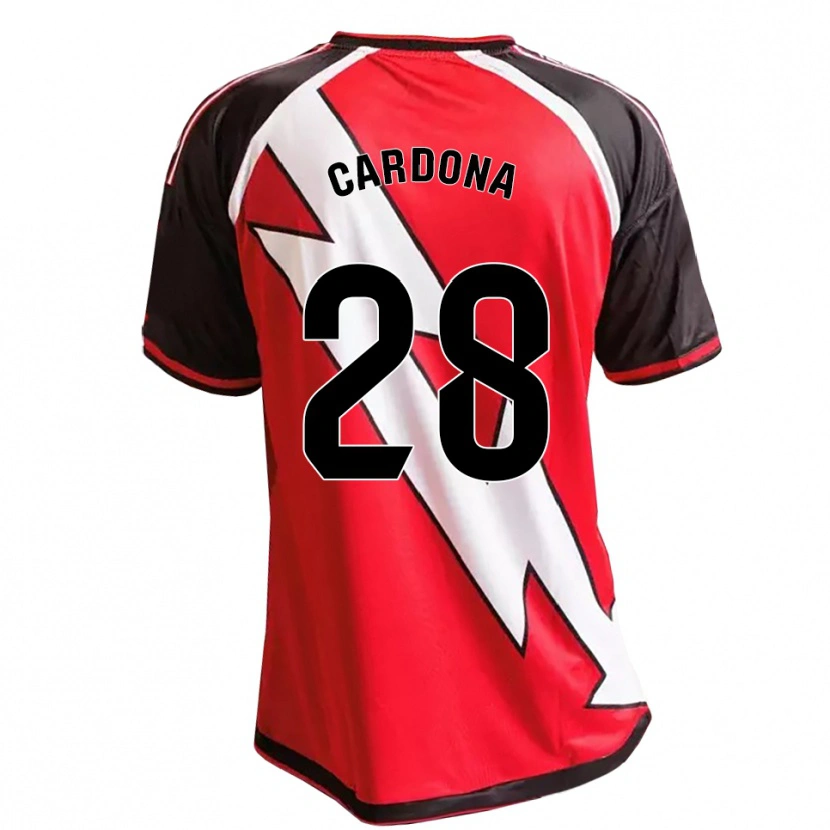 Danxen Criança Camisola Josep Cardona #28 Vermelho Preto Branco Alternativa 2026/27 Camisa