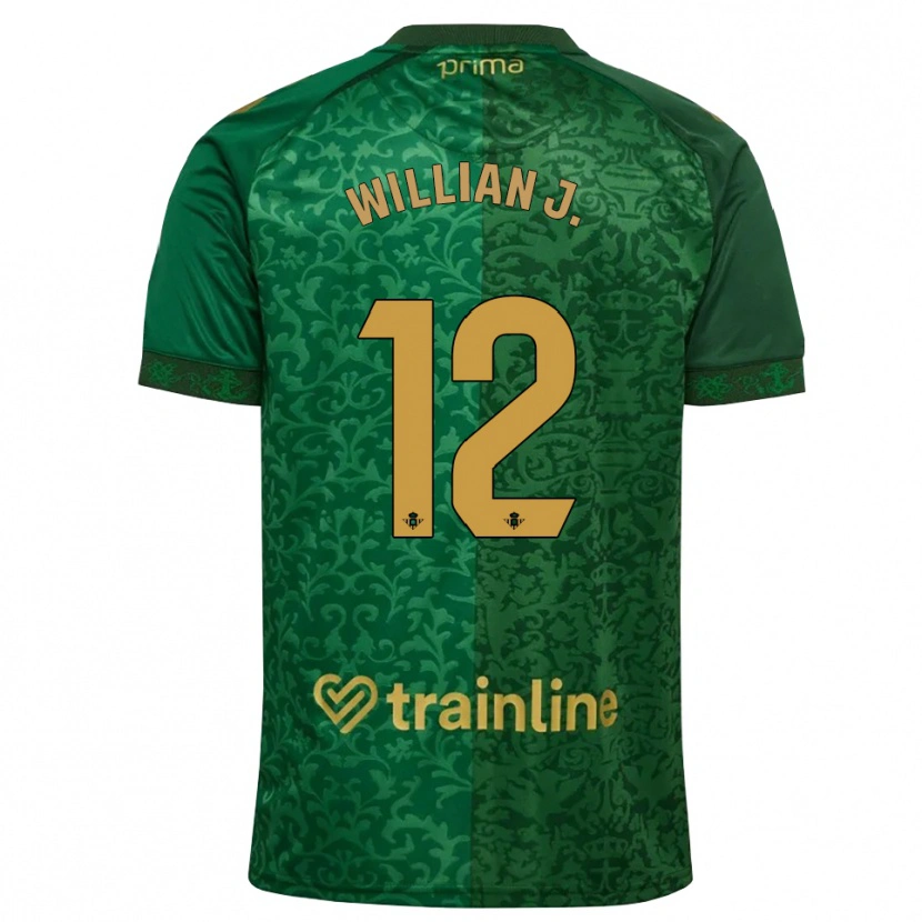 Danxen Criança Camisola Willian Jose #12 Verde Floresta Dourado Escuro Alternativa 2026/27 Camisa