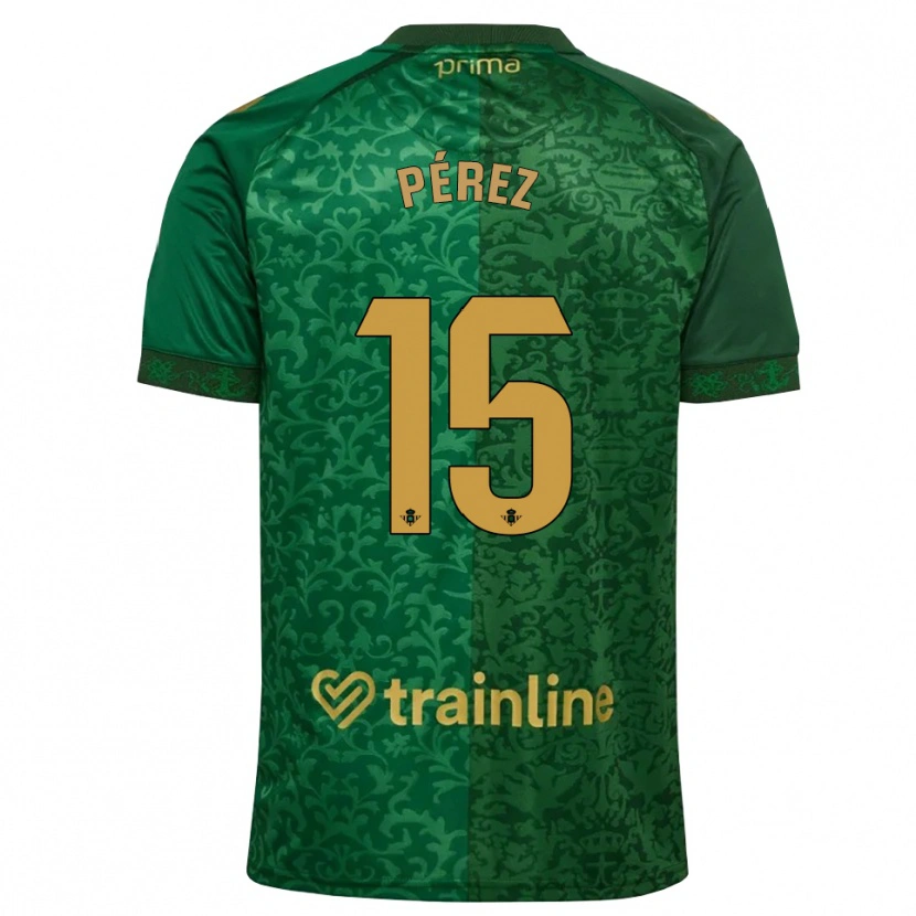 Danxen Criança Camisola Álex Pérez #15 Verde Floresta Dourado Escuro Alternativa 2026/27 Camisa