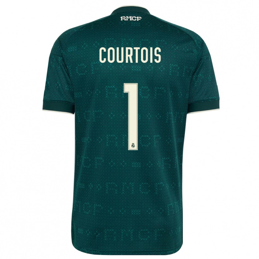 Danxen Criança Camisola Thibaut Courtois #1 Cinza Ardósia Escuro Branco Alternativa 2026/27 Camisa