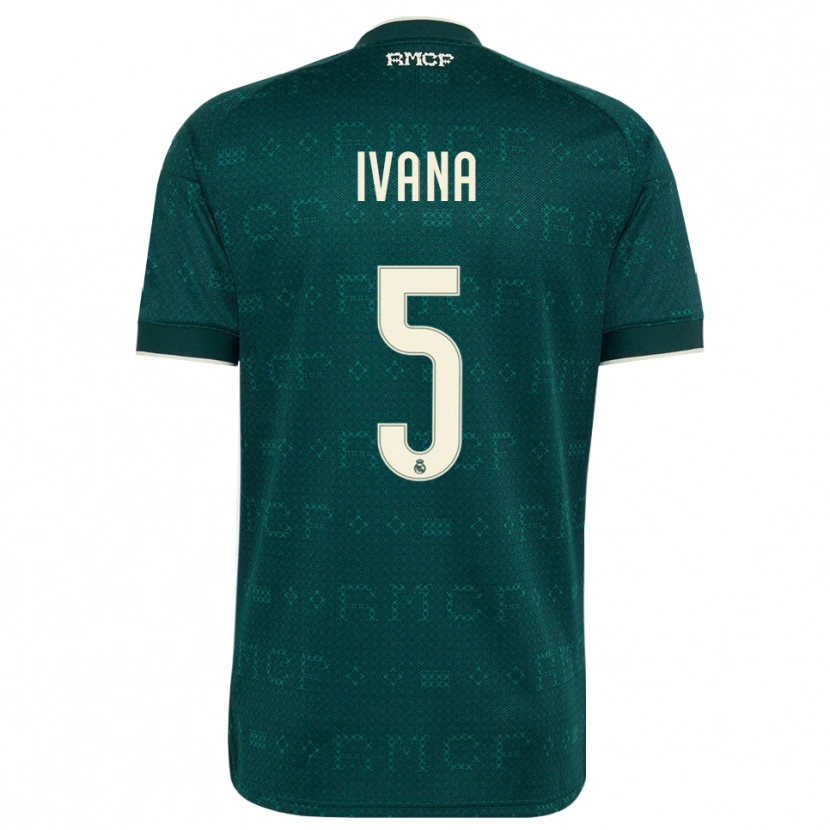 Danxen Criança Camisola Ivana Andres #5 Cinza Ardósia Escuro Branco Alternativa 2026/27 Camisa