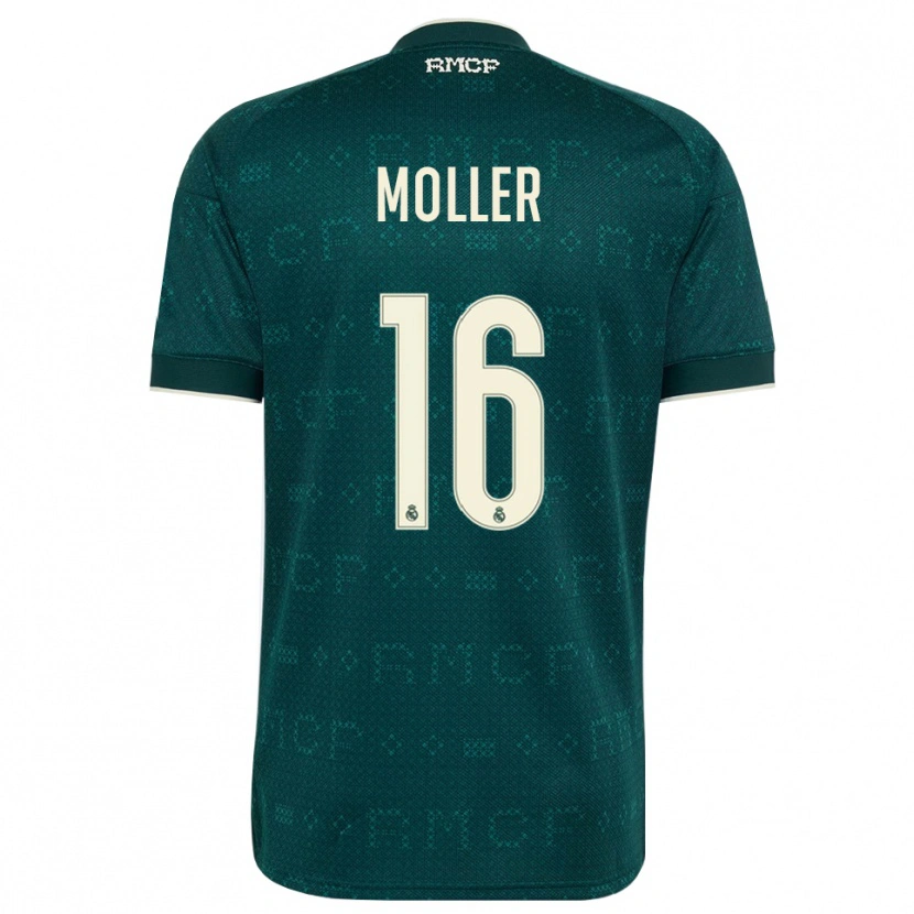 Danxen Criança Camisola Caroline Moller #16 Cinza Ardósia Escuro Branco Alternativa 2026/27 Camisa