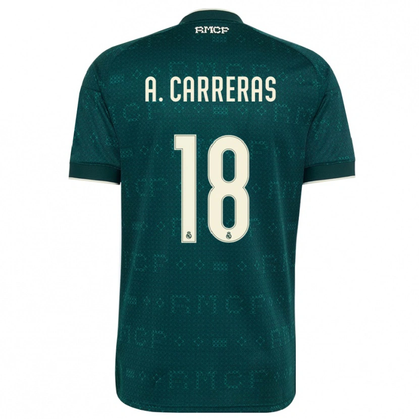 Danxen Criança Camisola Álvaro Carreras #18 Cinza Ardósia Escuro Branco Alternativa 2026/27 Camisa