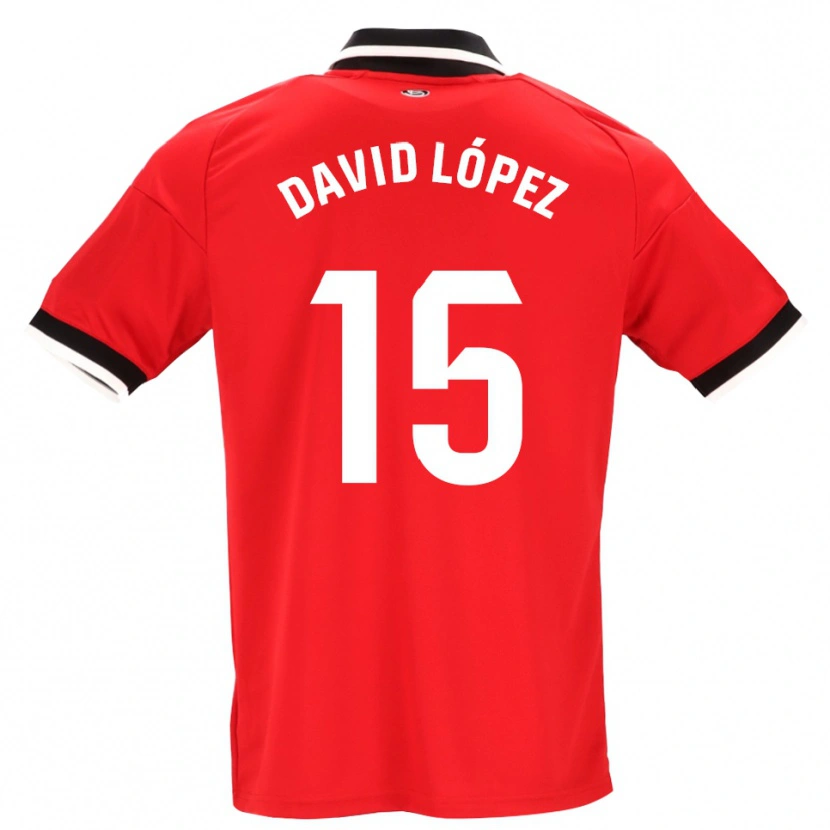 Danxen Criança Camisola David López #15 Preto Branco Vermelho Alternativa 2026/27 Camisa