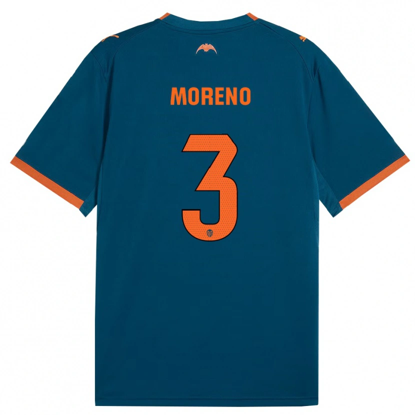 Danxen Criança Camisola Diego Moreno #3 Azul Aço Laranja Alternativa 2026/27 Camisa