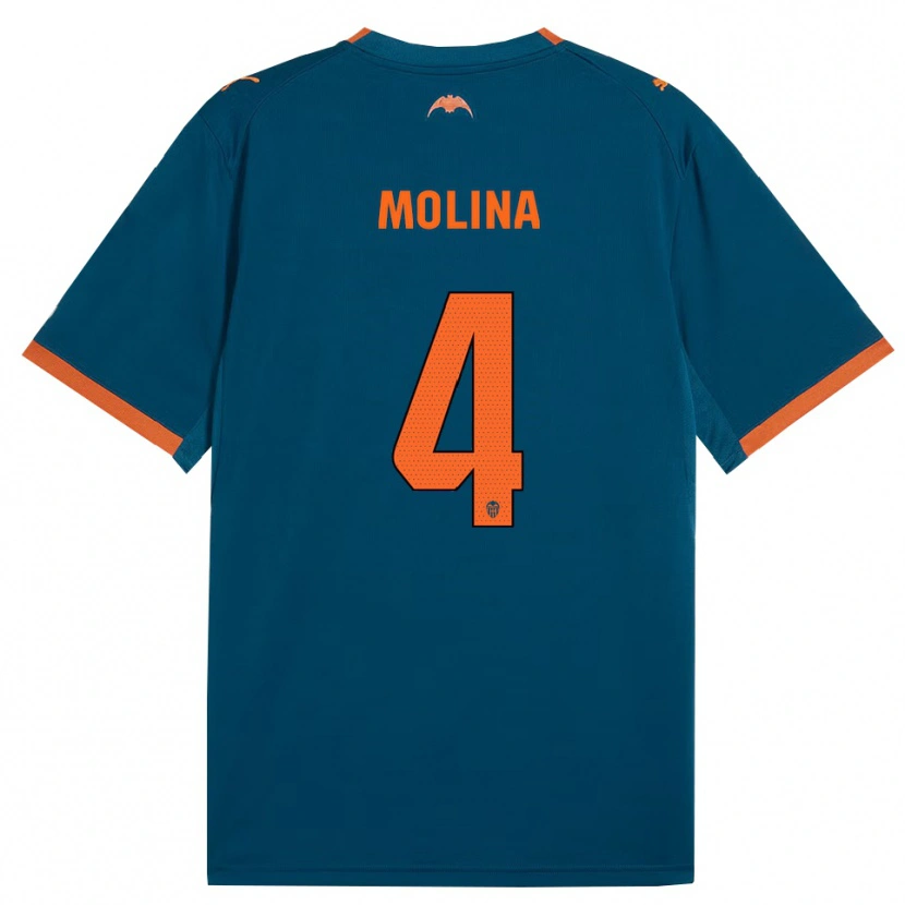 Danxen Criança Camisola María Molina #4 Azul Aço Laranja Alternativa 2026/27 Camisa