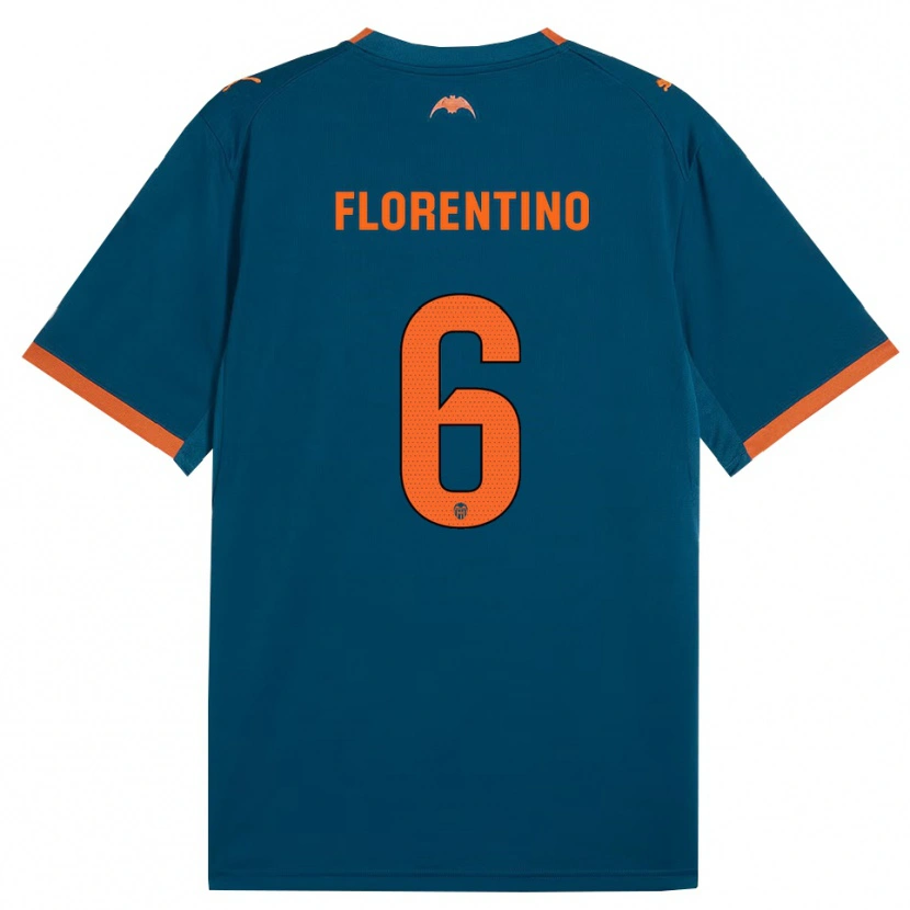 Danxen Criança Camisola Claudia Florentino #6 Azul Aço Laranja Alternativa 2026/27 Camisa