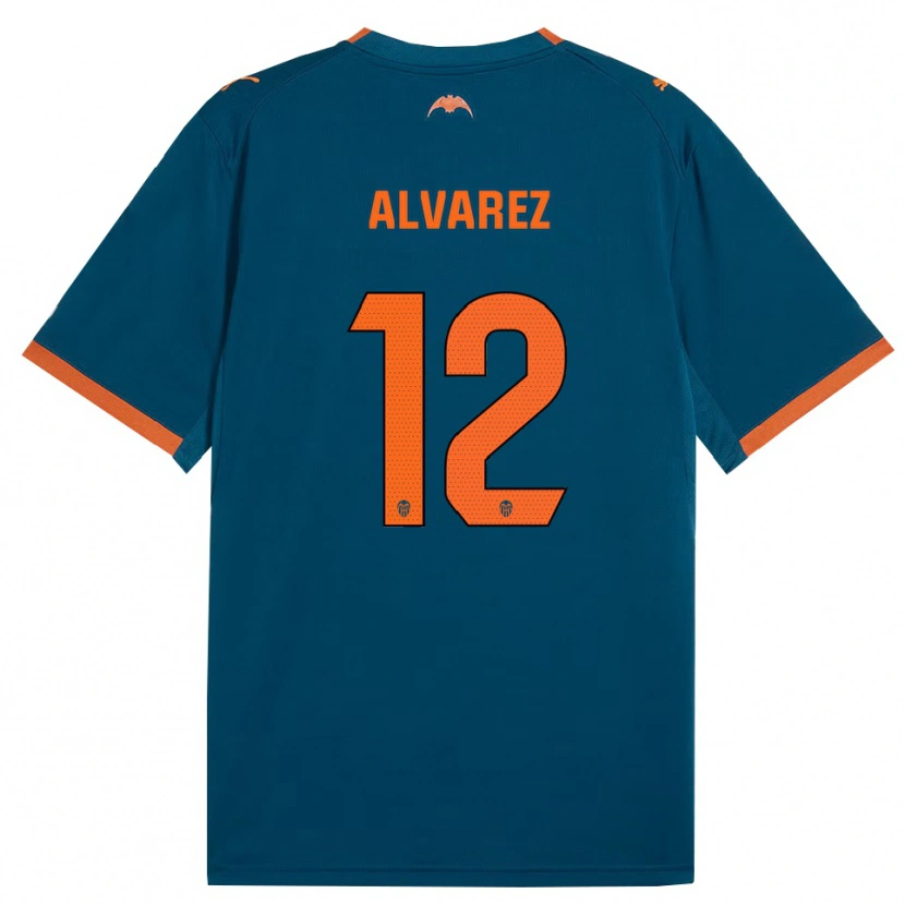 Danxen Criança Camisola Sofia Alvarez #12 Azul Aço Laranja Alternativa 2026/27 Camisa