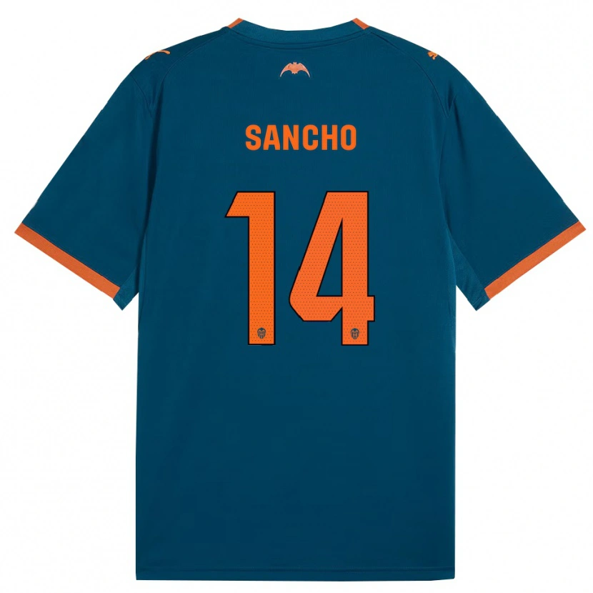 Danxen Criança Camisola Pauleta Sancho #14 Azul Aço Laranja Alternativa 2026/27 Camisa