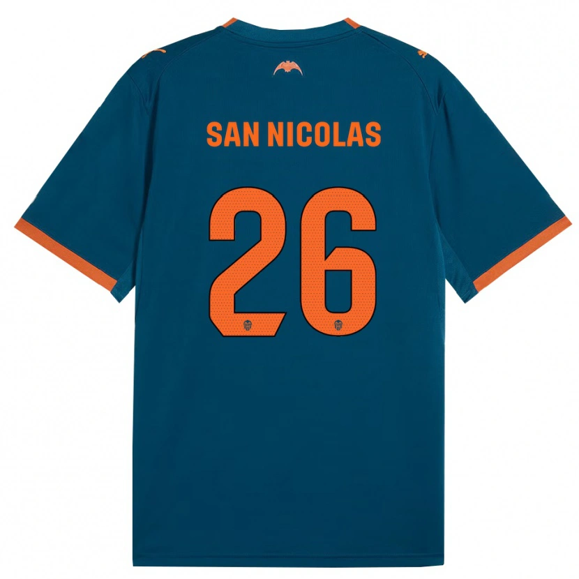 Danxen Criança Camisola Olga San Nicolas #26 Azul Aço Laranja Alternativa 2026/27 Camisa