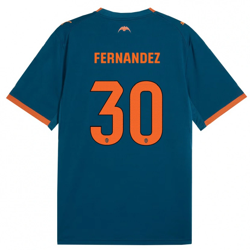 Danxen Criança Camisola Rubén Fernández #30 Azul Aço Laranja Alternativa 2026/27 Camisa
