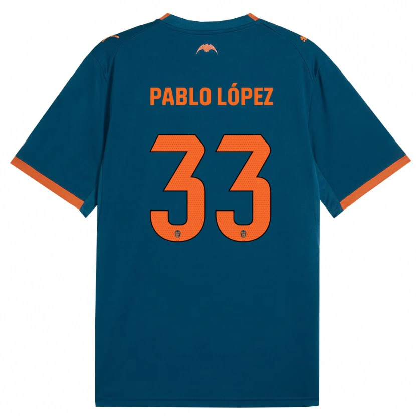Danxen Criança Camisola Pablo López #33 Azul Aço Laranja Alternativa 2026/27 Camisa