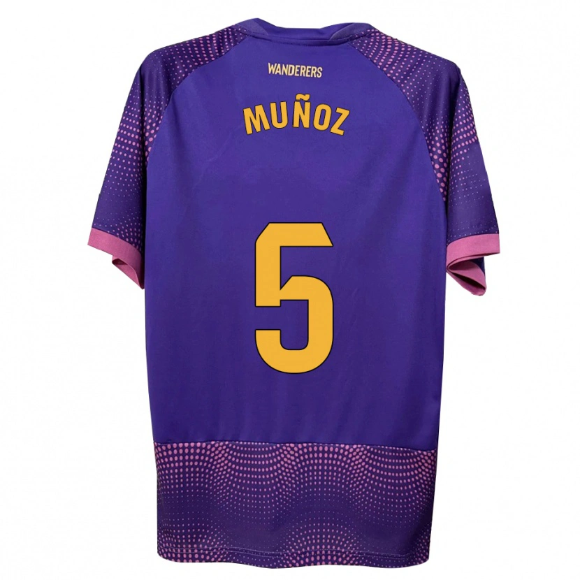 Danxen Criança Camisola Ismael Muñoz #5 Branco Rosa Roxo Alternativa 2026/27 Camisa