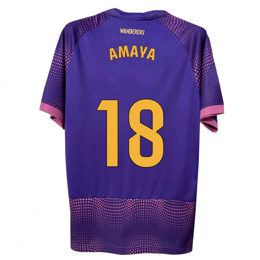 Danxen Criança Camisola María Amaya #18 Branco Rosa Roxo Alternativa 2026/27 Camisa