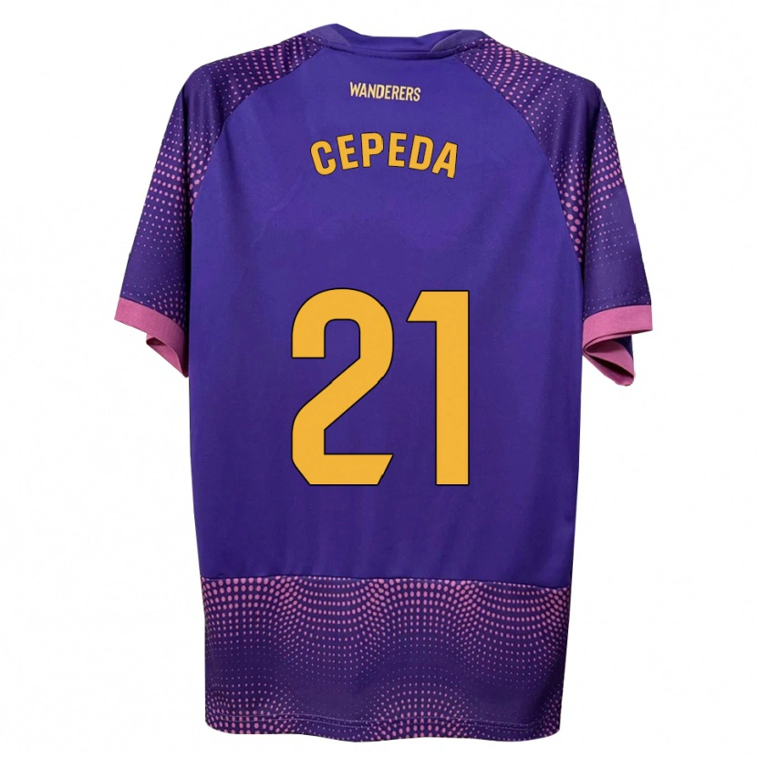 Danxen Criança Camisola Lucas Cepeda #21 Branco Rosa Roxo Alternativa 2026/27 Camisa