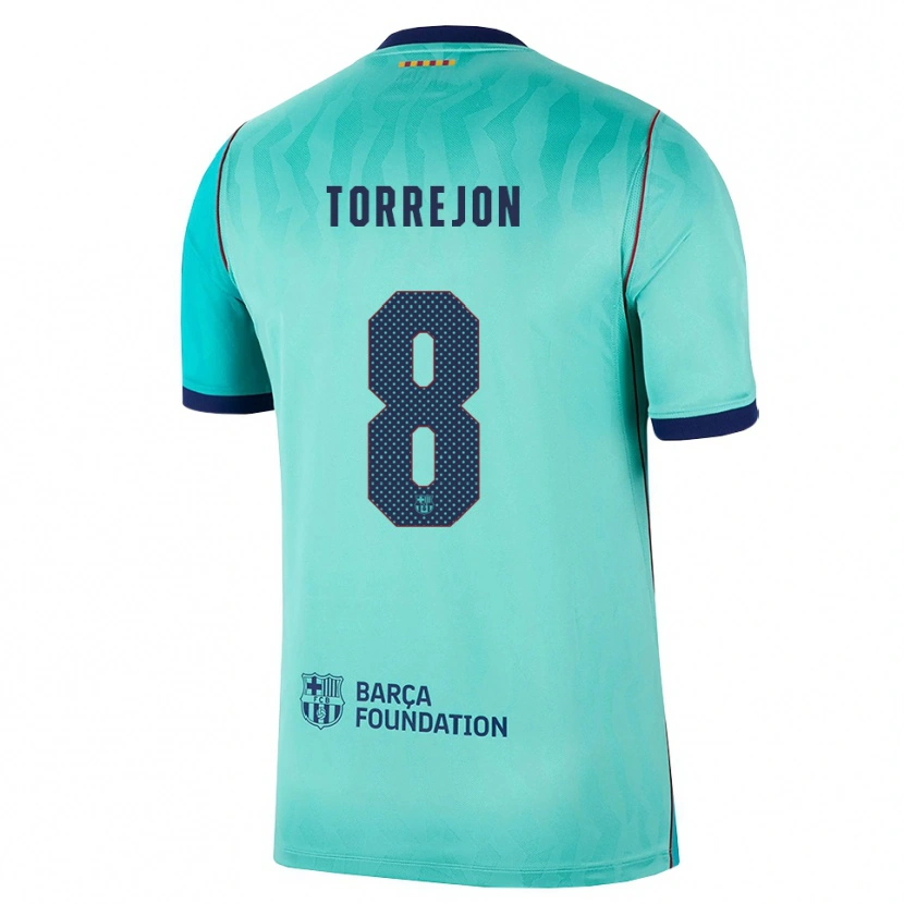 Danxen Criança Camisola Marta Torrejon #8 Água Turquesa Escura Azul Real Terceiro 2026/27 Camisa