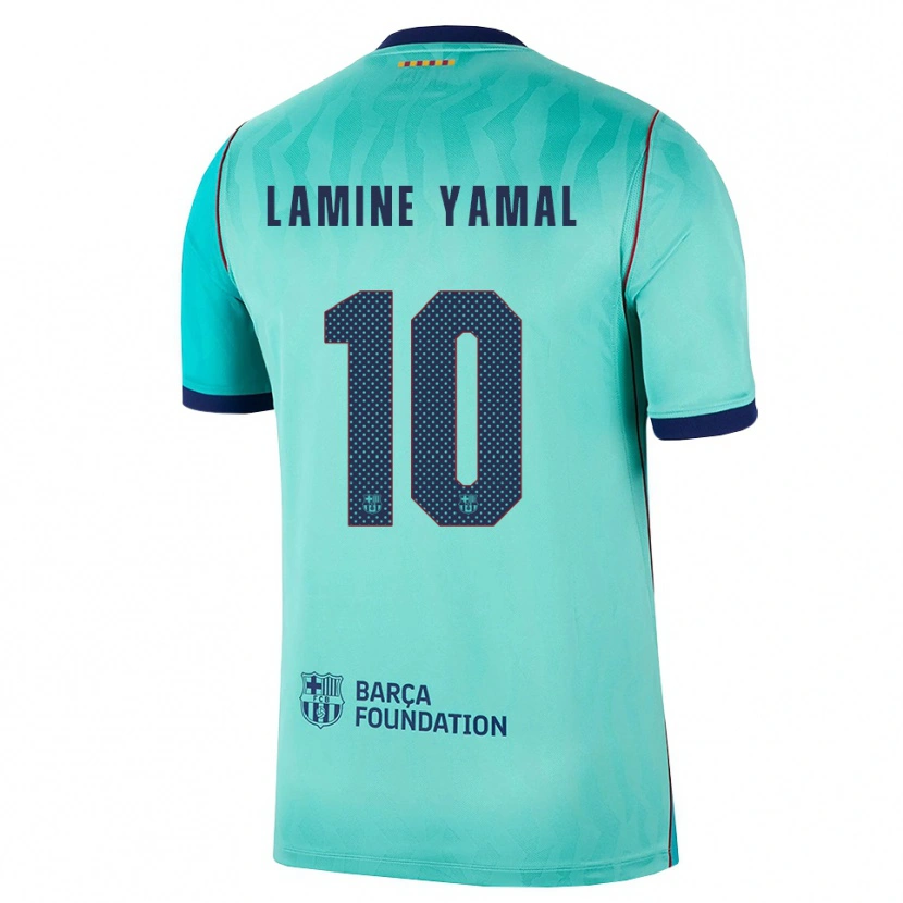 Danxen Criança Camisola Lamine Yamal #10 Água Turquesa Escura Azul Real Terceiro 2026/27 Camisa