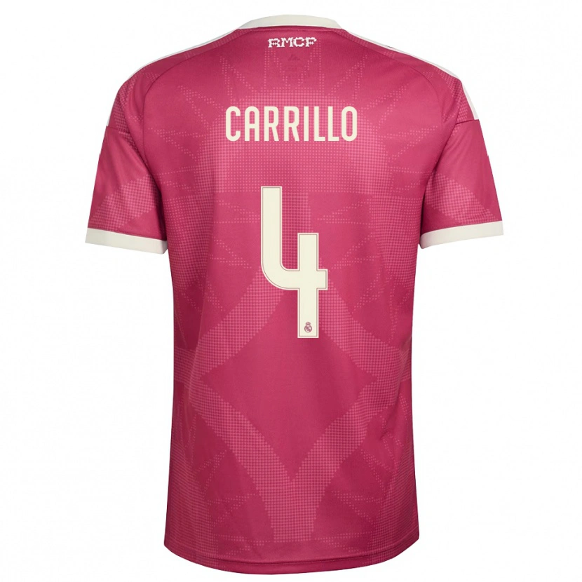 Danxen Criança Camisola Alvaro Carrillo #4 Vermelho Pálido Violeta Branco Terceiro 2026/27 Camisa