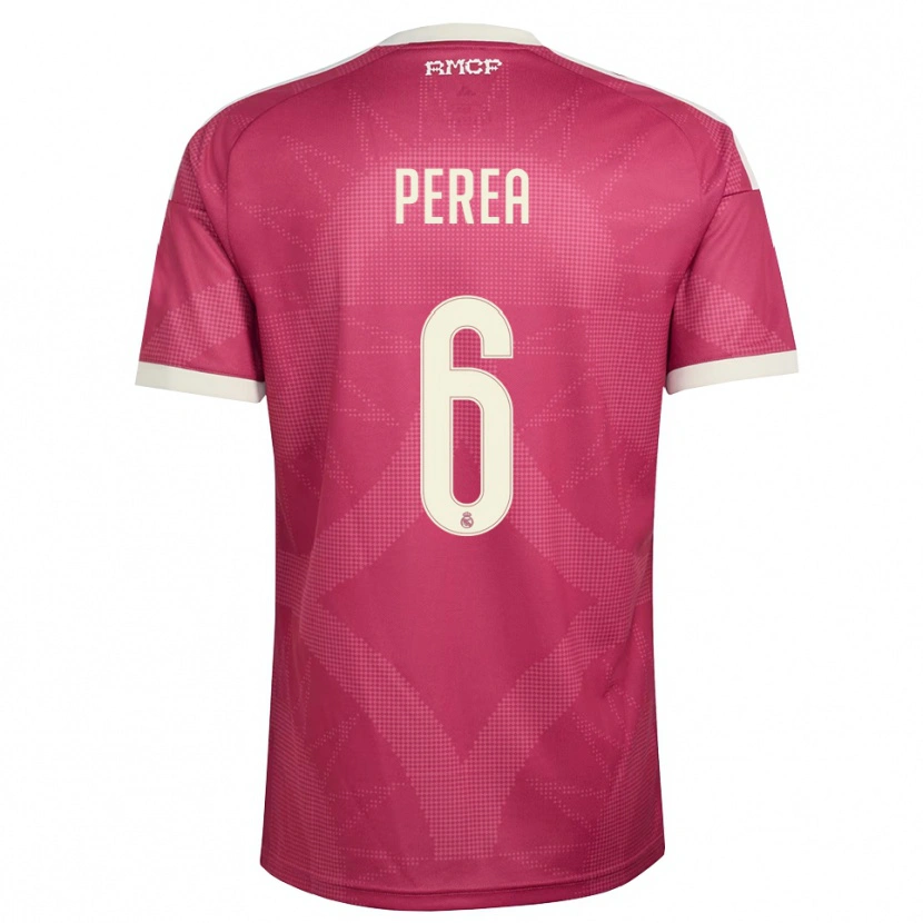 Danxen Criança Camisola Cristian Perea #6 Vermelho Pálido Violeta Branco Terceiro 2026/27 Camisa